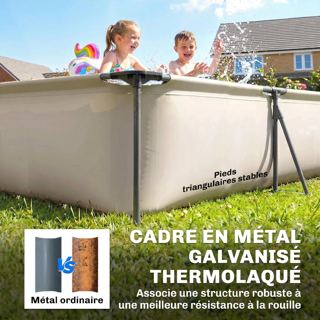 Piscina Tubolare Rettangolare ¨C Zephmum ¨C 394.5x208.3x80.5 cm Grigio