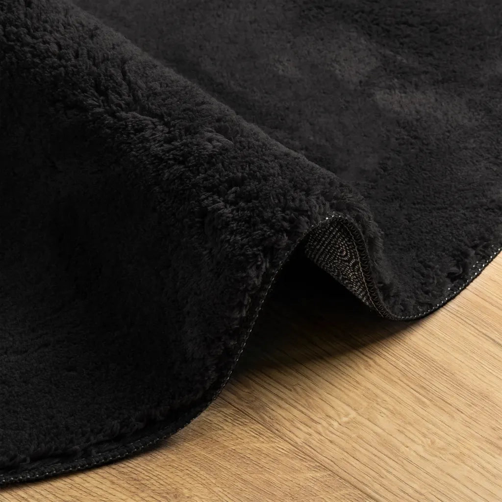 Tappeto a Pelo Corto HUARTE Morbido e Lavabile Nero Ã˜ 100 cm