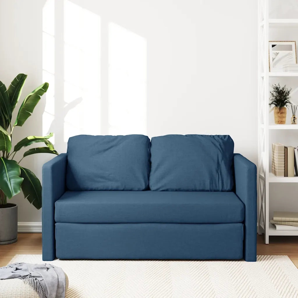 Divano Letto da Terra 2 in 1 Blu 112x174x55 cm Tessuto 353971