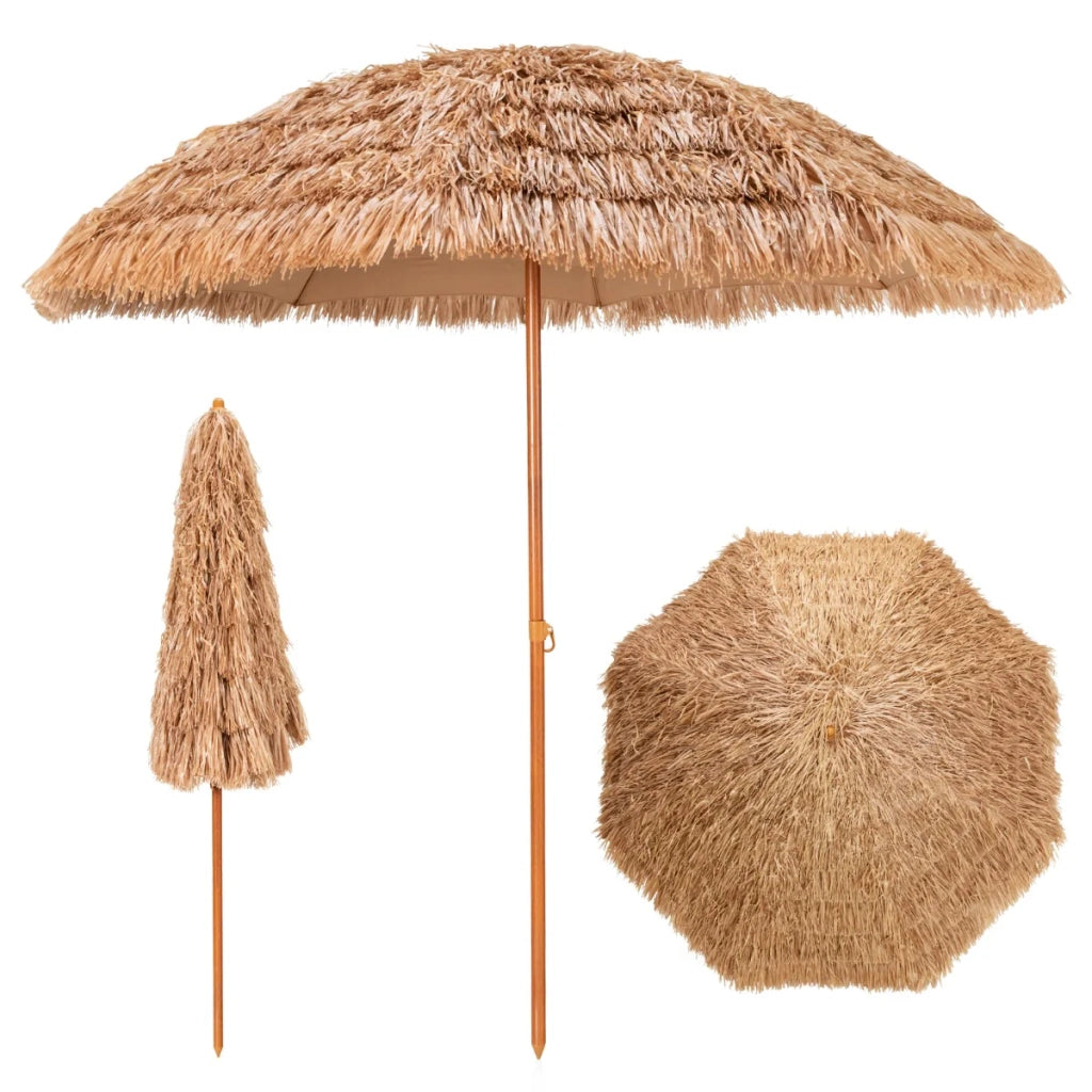 Ombrellone da spiaggia 243 x 243 x 222 cm doppia protezione solare stile tropicale atmosfera accogliente paglia naturale PP 20_0020860