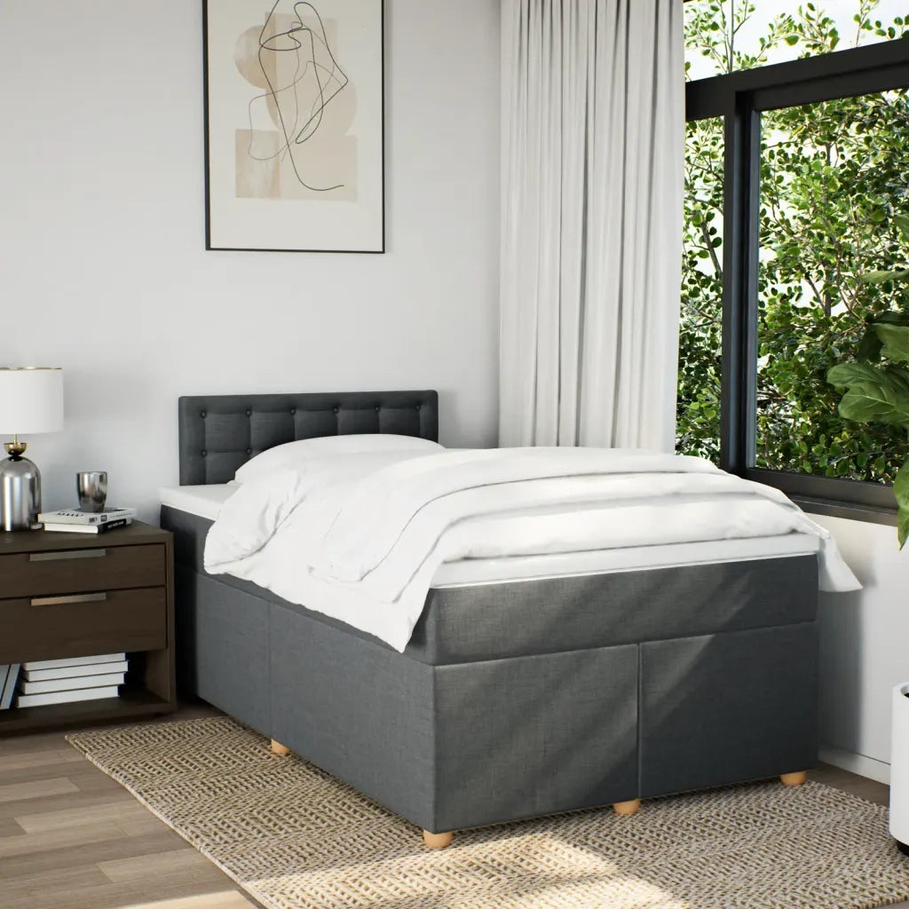 Giroletto a Molle con Materasso Grigio Scuro 120x190cm Tessuto
