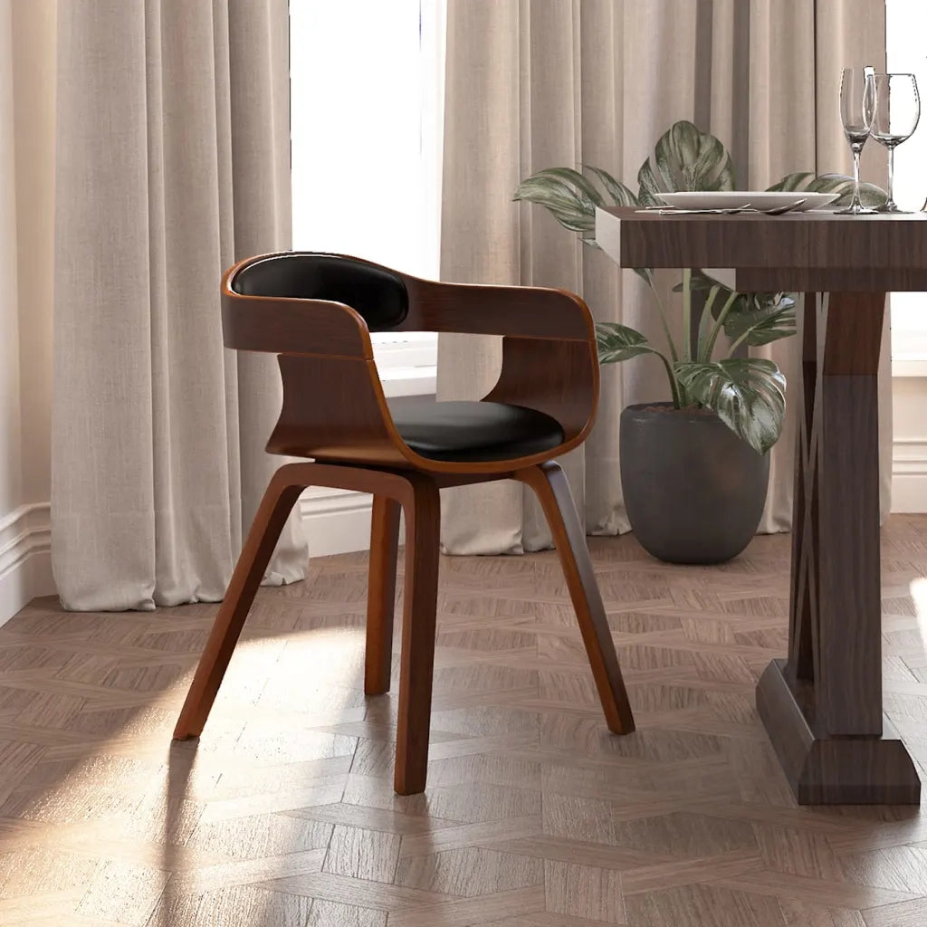 Sedia da Pranzo | Sedie da cucina Nera in Legno Curvato e Similpelle