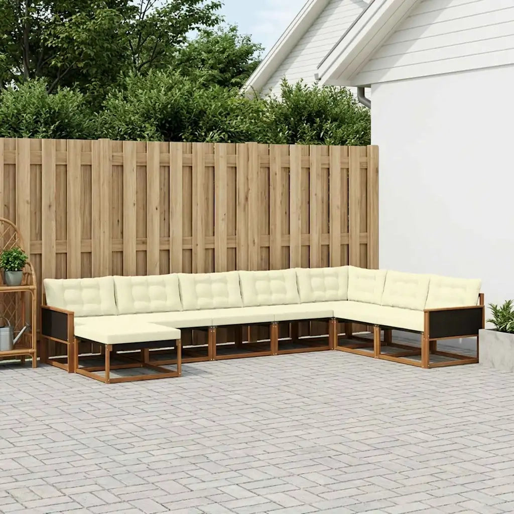 Set di divani da esterno con cuscino 8 pcs Naturale e Crema