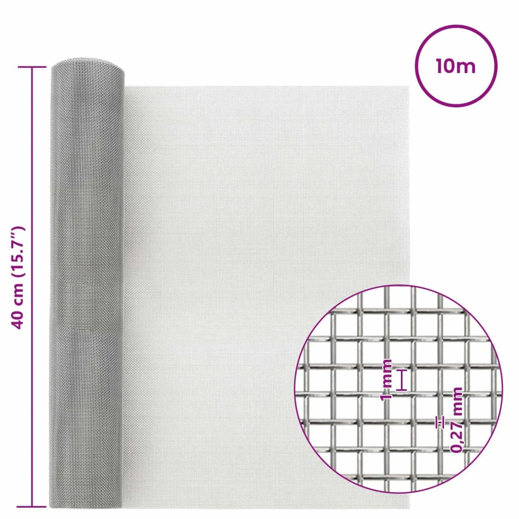 Rete per schermatura 40 x 1000 cm 20 Mesh Argento 42039531