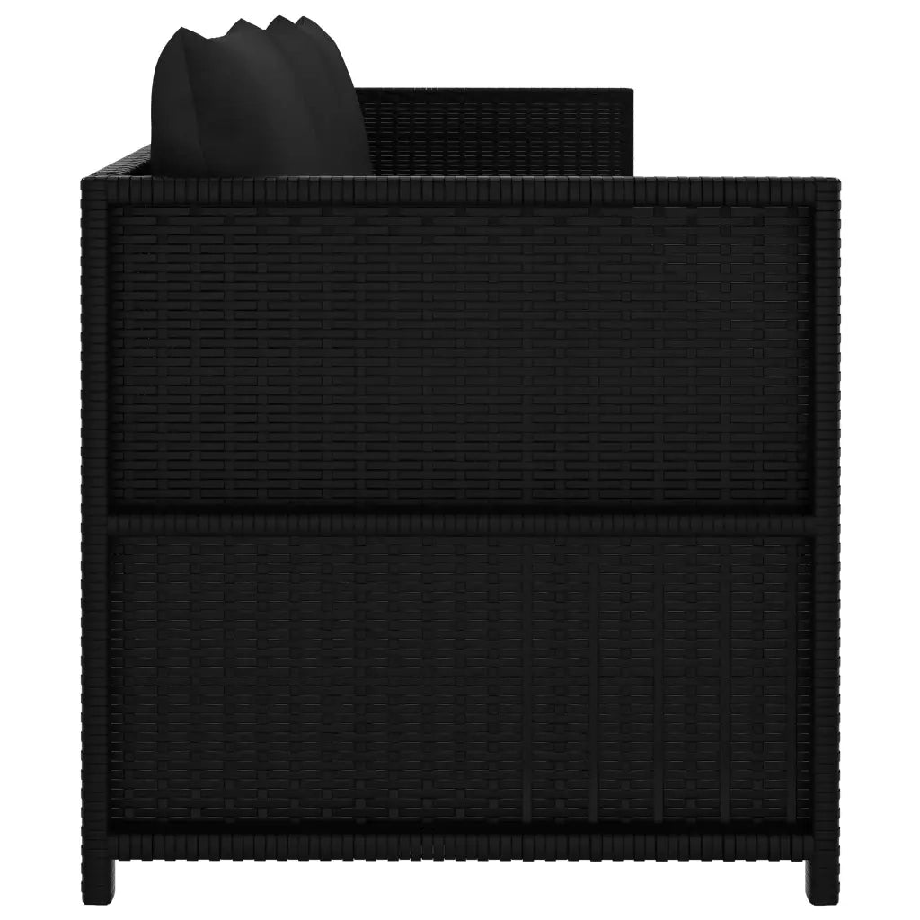 Set Divani da Giardino 3 pz con Cuscini in Polyrattan Nero 47400