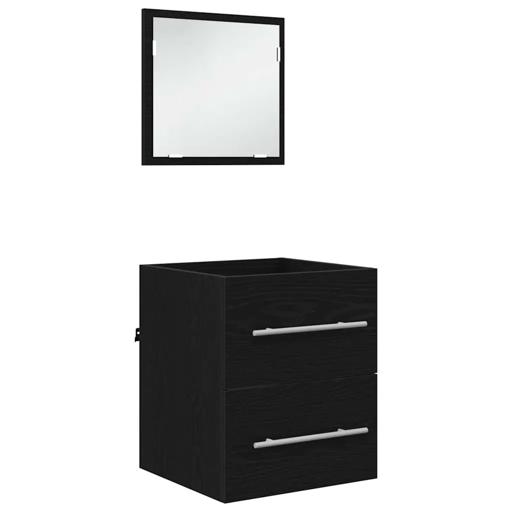 Set di mobili per il bagno con cassetto Nero 41 x 38,5 x 48 cm 875694