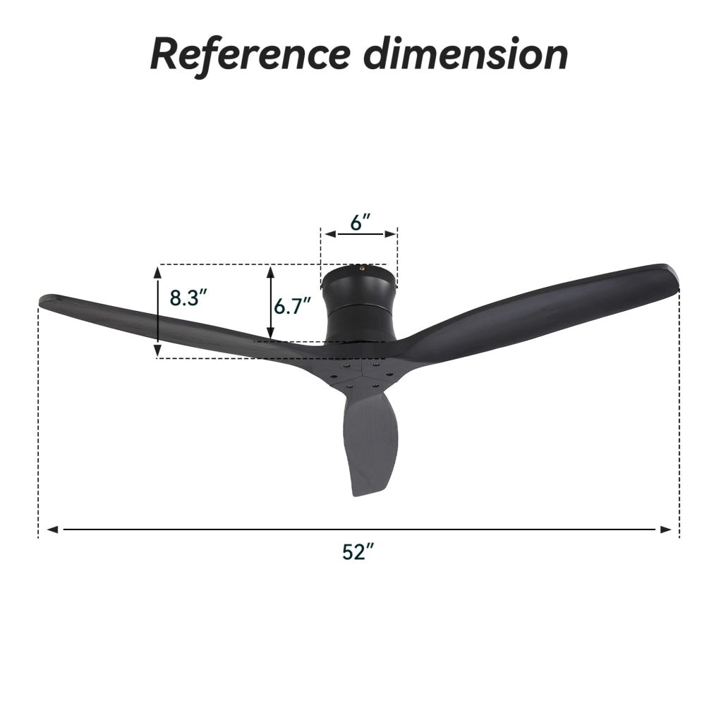 Ventilatore da soffitto reversibile con motore DC e telecomando; nero opaco