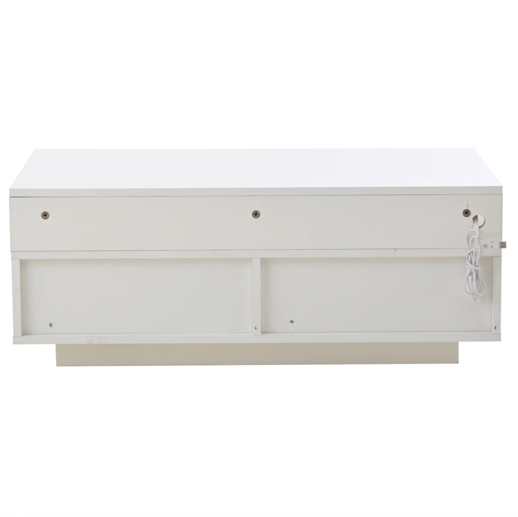 Tavolino da caff猫 90 x 45 x 35.5 cm; con vassoio e 2 cassetti; truciolato; bianco