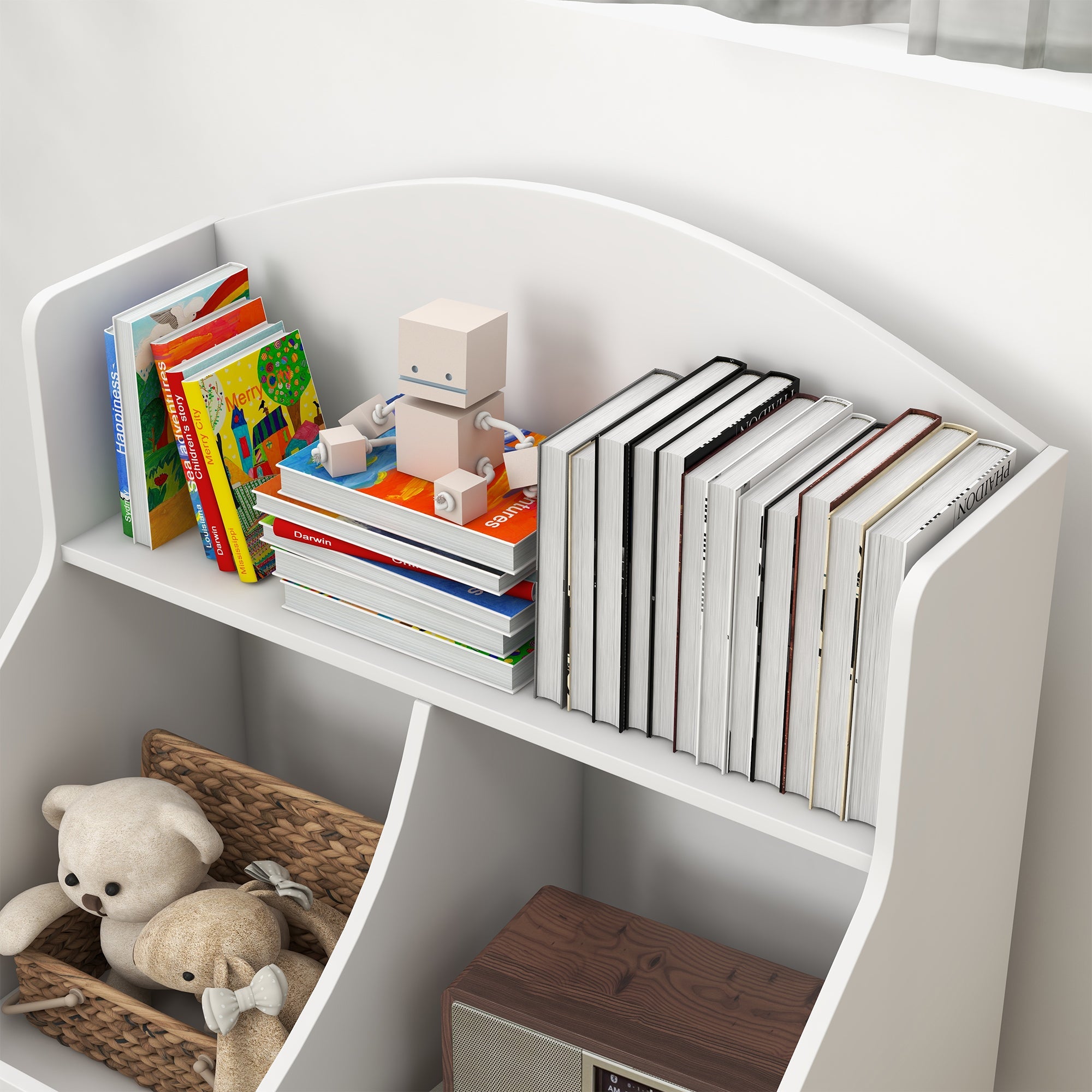 Libreria per Bambini 2 Livelli con Cassetto 62x40x88 cm Bianco