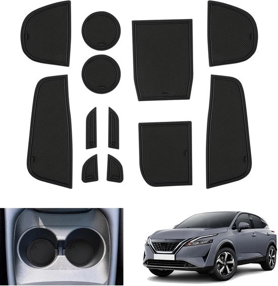 Accessori per Nissan Qashqai J12 e-Power 2022-2024 2025, Antislipmatten in gomma, Antislipmatten per console centrale, Accessori per Nissan Qashqai J12 (Nero)