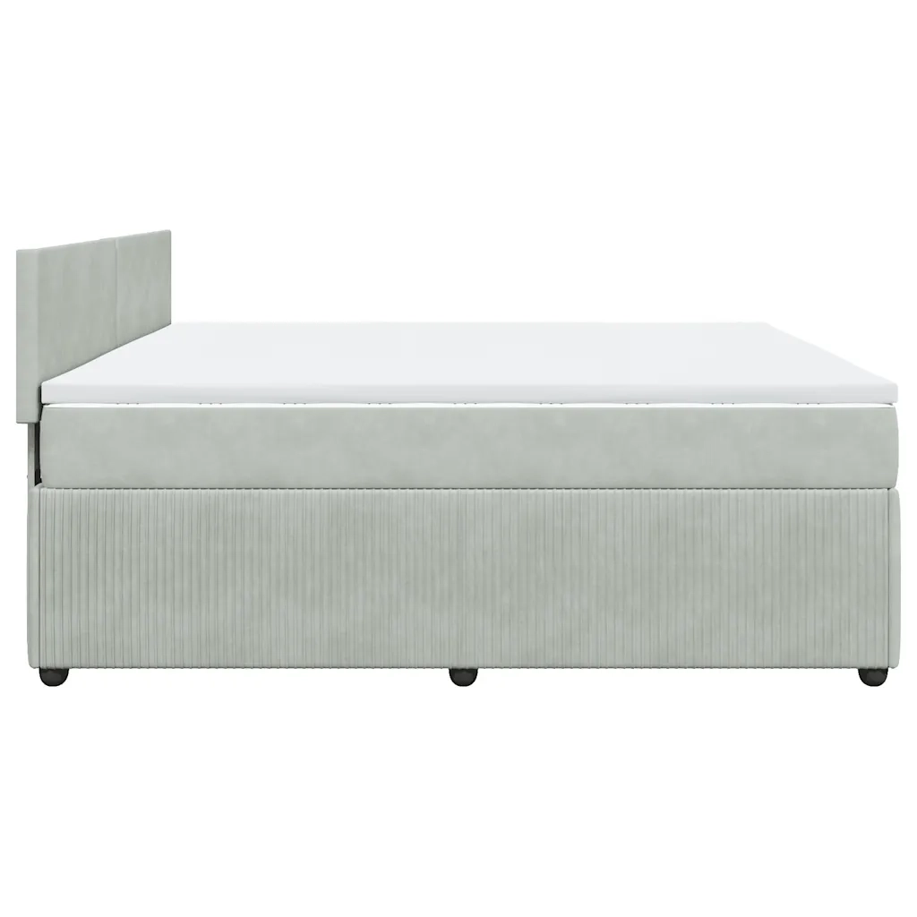Giroletto a Molle con Materasso Grigio Chiaro 180x200cm Velluto 3290100