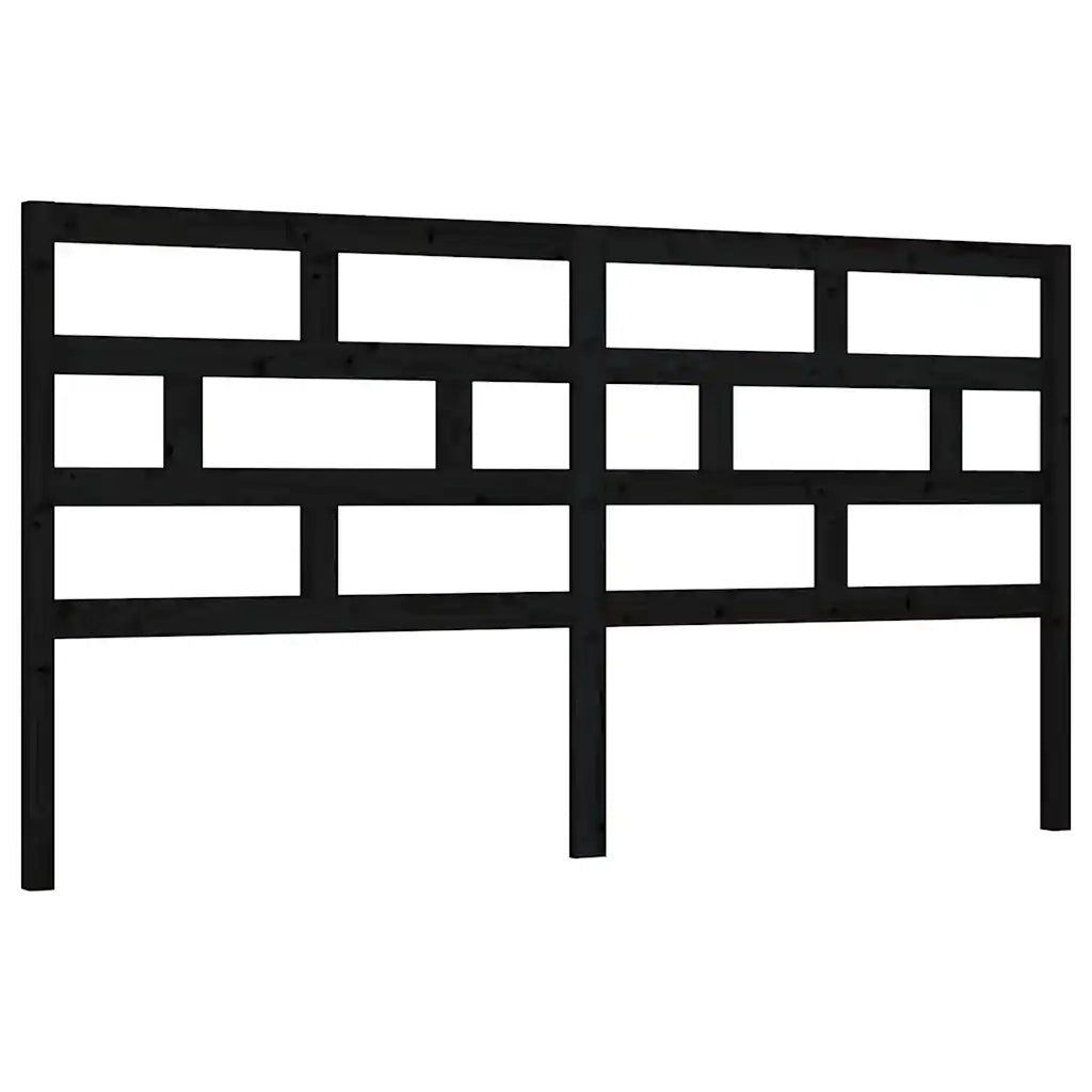 Testiera per Letto Nera 206x4x100 cm in Legno Massello di Pino 814218
