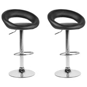 Set di 2 sgabelli da bar Poggiapiedi imbottiti in ecopelle nera Girevole a gas regolabile in altezza Minimalista