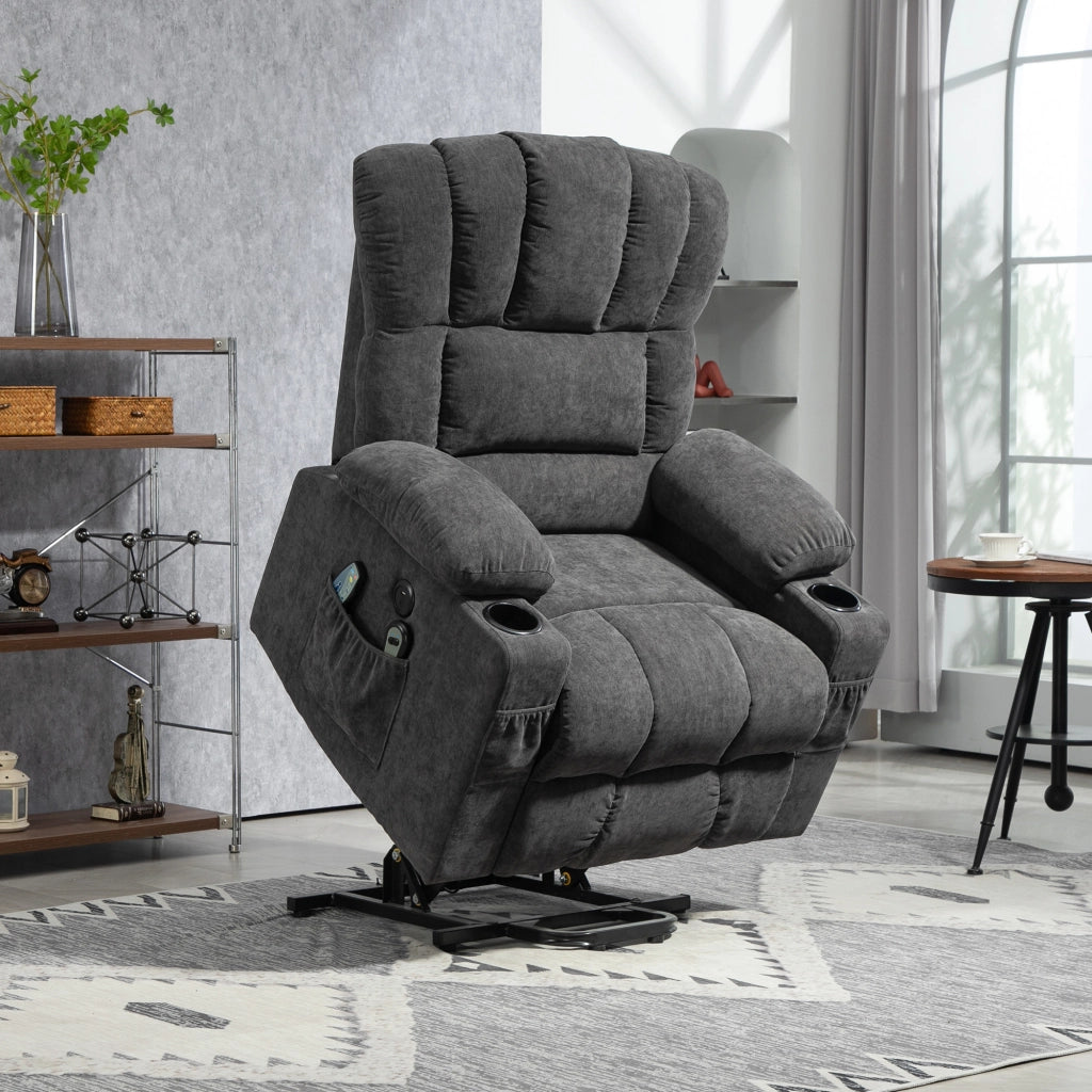 Poltrona Elettrica Reclinabile Massaggiante con Riscaldamento ¨C Minimal ¨C Grigio Scuro
