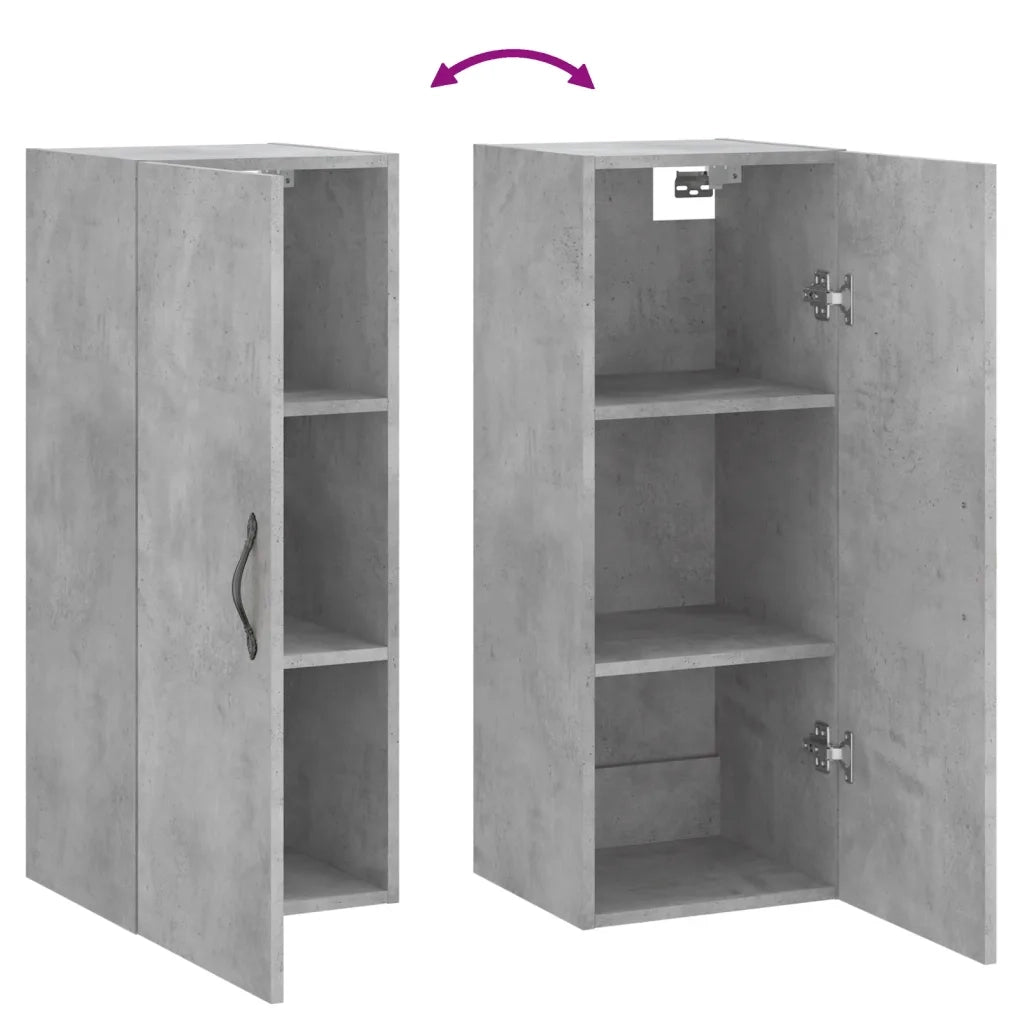 Mobile a Parete Grigio Cemento 34,5x34x90 cm Legno Multistrato 834998