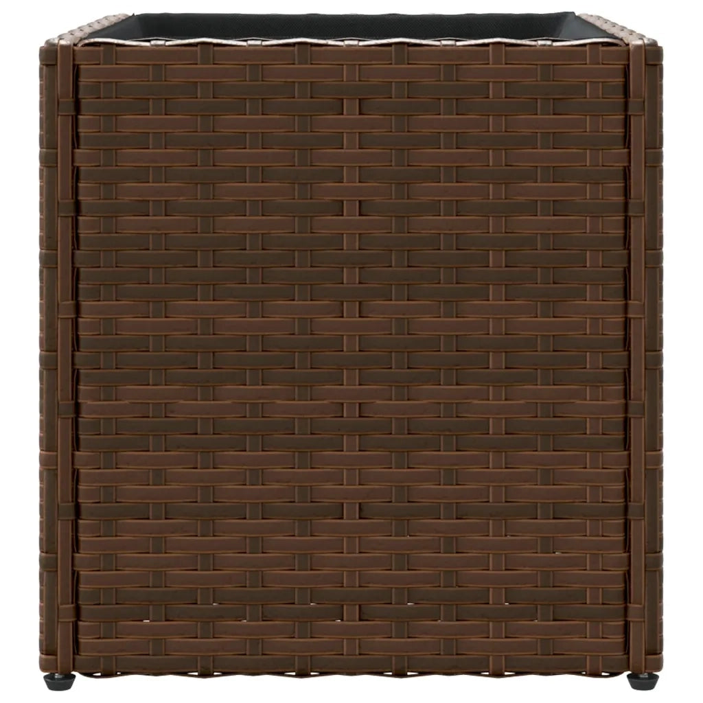 Fioriera | Cassetta per fiori | Vaso da Giardino Marrone 36x30x32 cm in Polyrattan