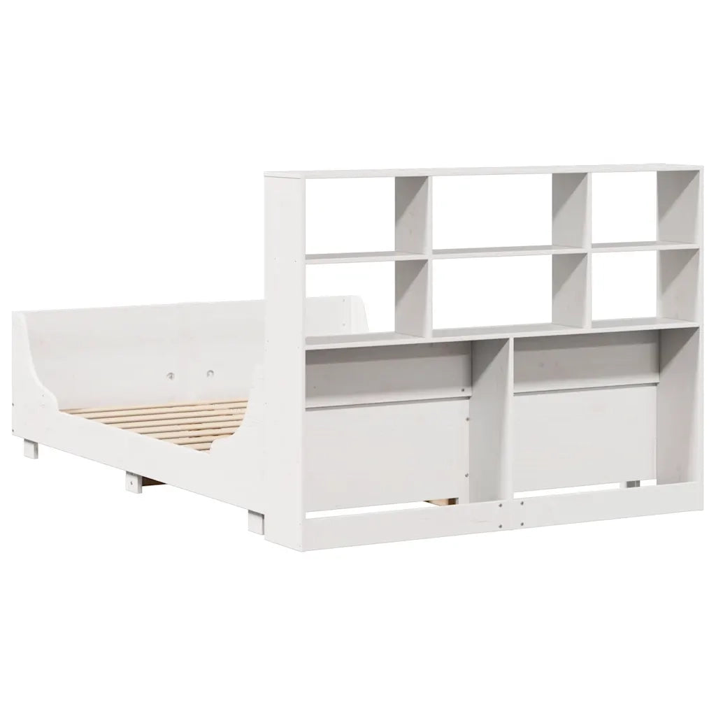 Letto Libreria senza Materasso Bianco 160x200 cm Legno Massello 3323801