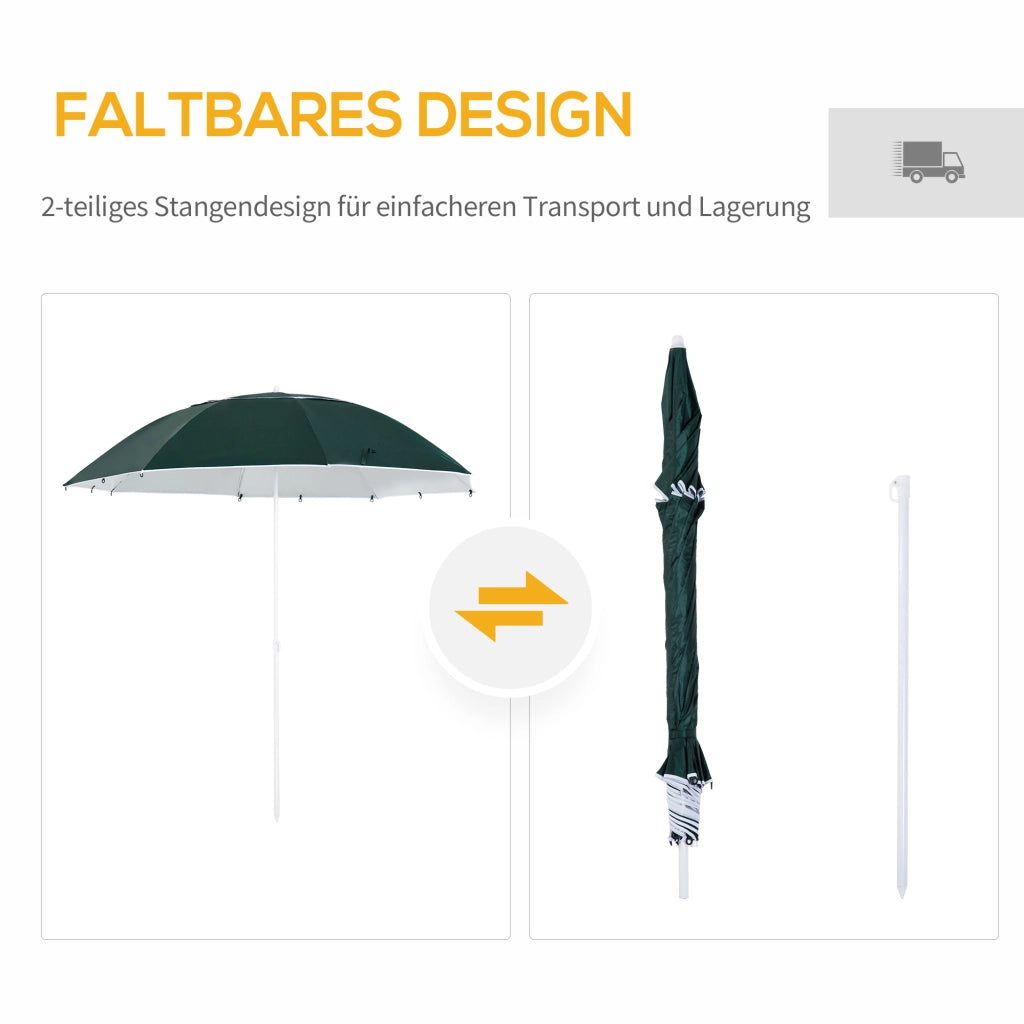 Ombrellone da spiaggia 2 in 1 con pareti laterali ¨C Zephmum ¨C ? 210 cm UPF 50+ windfest, pieghevole, colore verde scuro