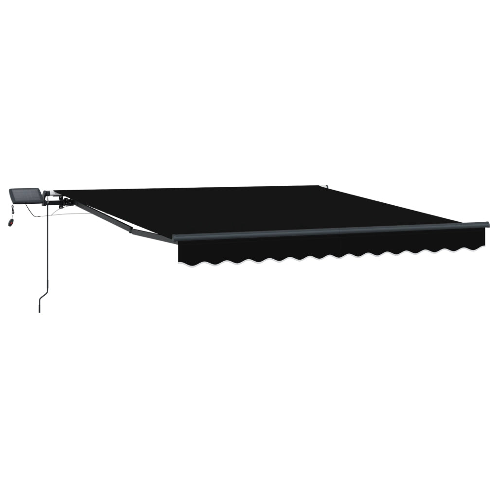 Tenda Retrattile Manuale con LED Nera 350x250 cm