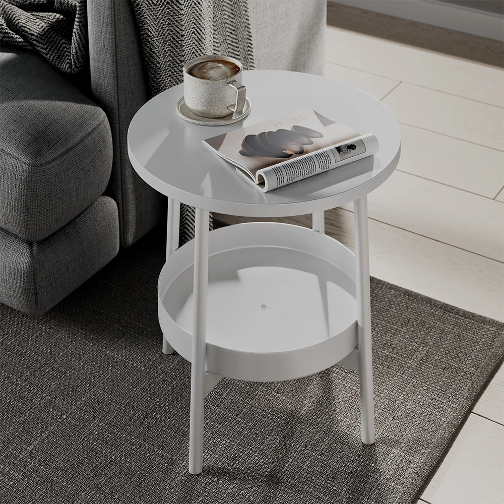 Vicco Tavolino da salotto Bianco 40 x 40 cm con spazio di archiviazione aggiuntivo