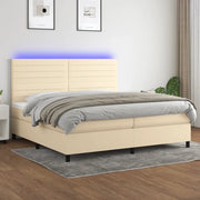 Letto a Molle Materasso e LED bianco 200x200cm in Tessuto 3134986