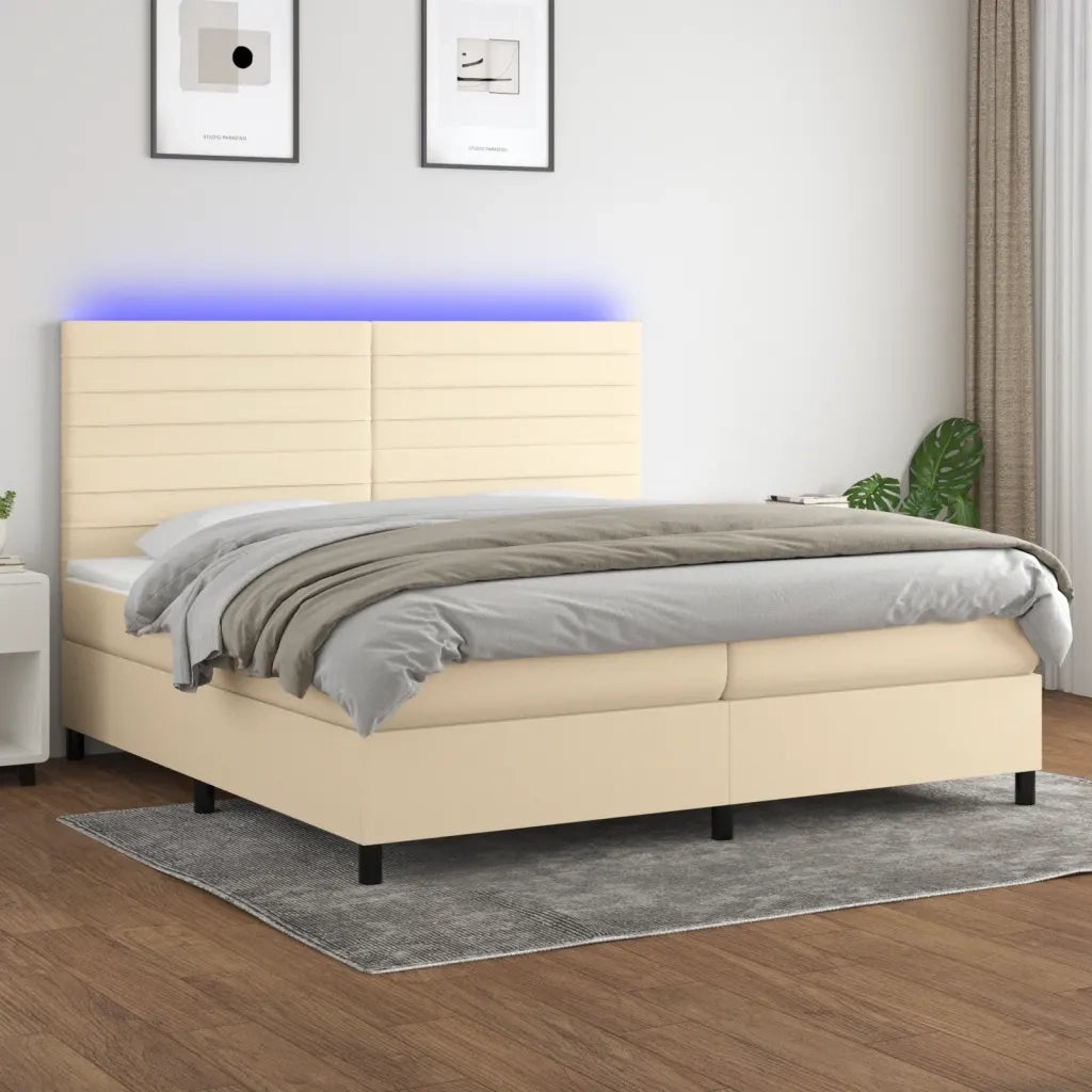 Letto a Molle Materasso e LED bianco 200x200cm in Tessuto 3134986