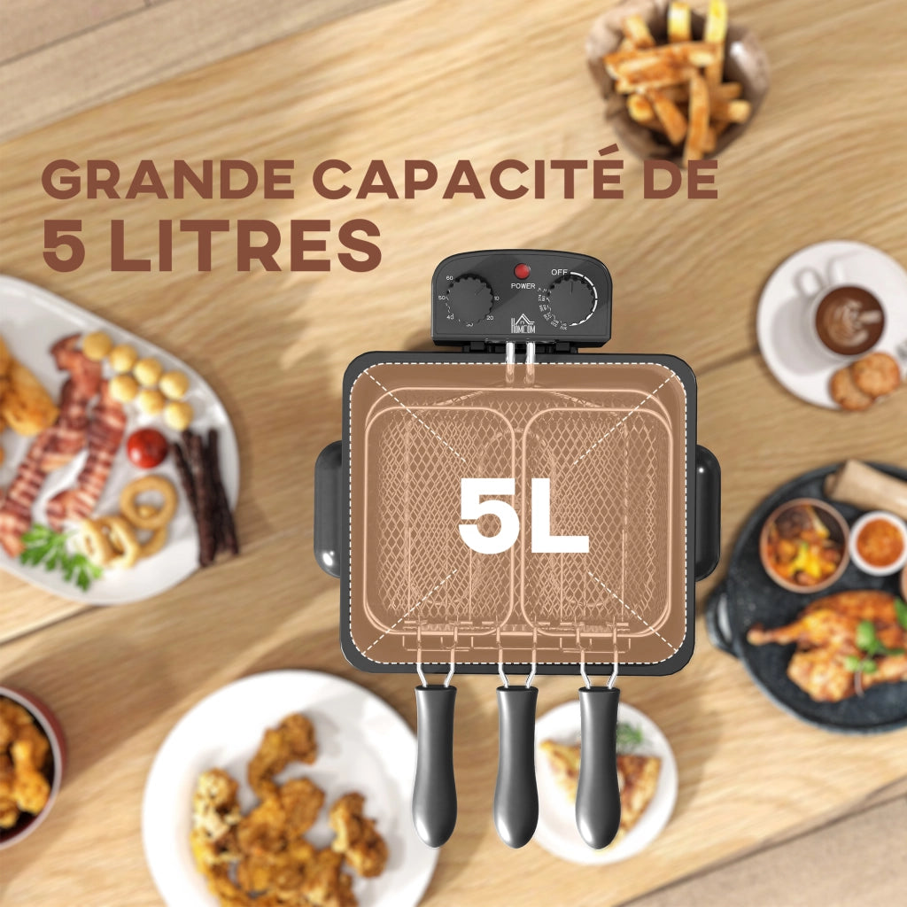 Friggitrice 5 litri con timer e controllo temperatura 2000W ¨C zephmum ¨C cestello amovibile e finestra di visualizzazione