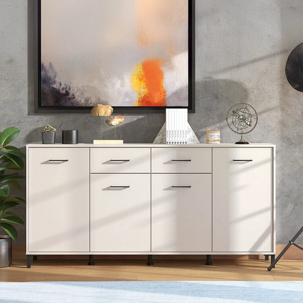 Madia Grondona, Credenza 2 Cassetti, 183x40x90h cm Bianco Crema