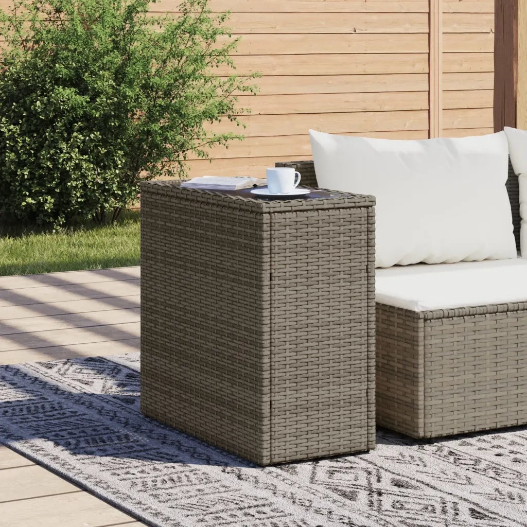 Tavolino Giardino Piano Vetro Grigio 58x27,5x55 cm Polyrattan 366133