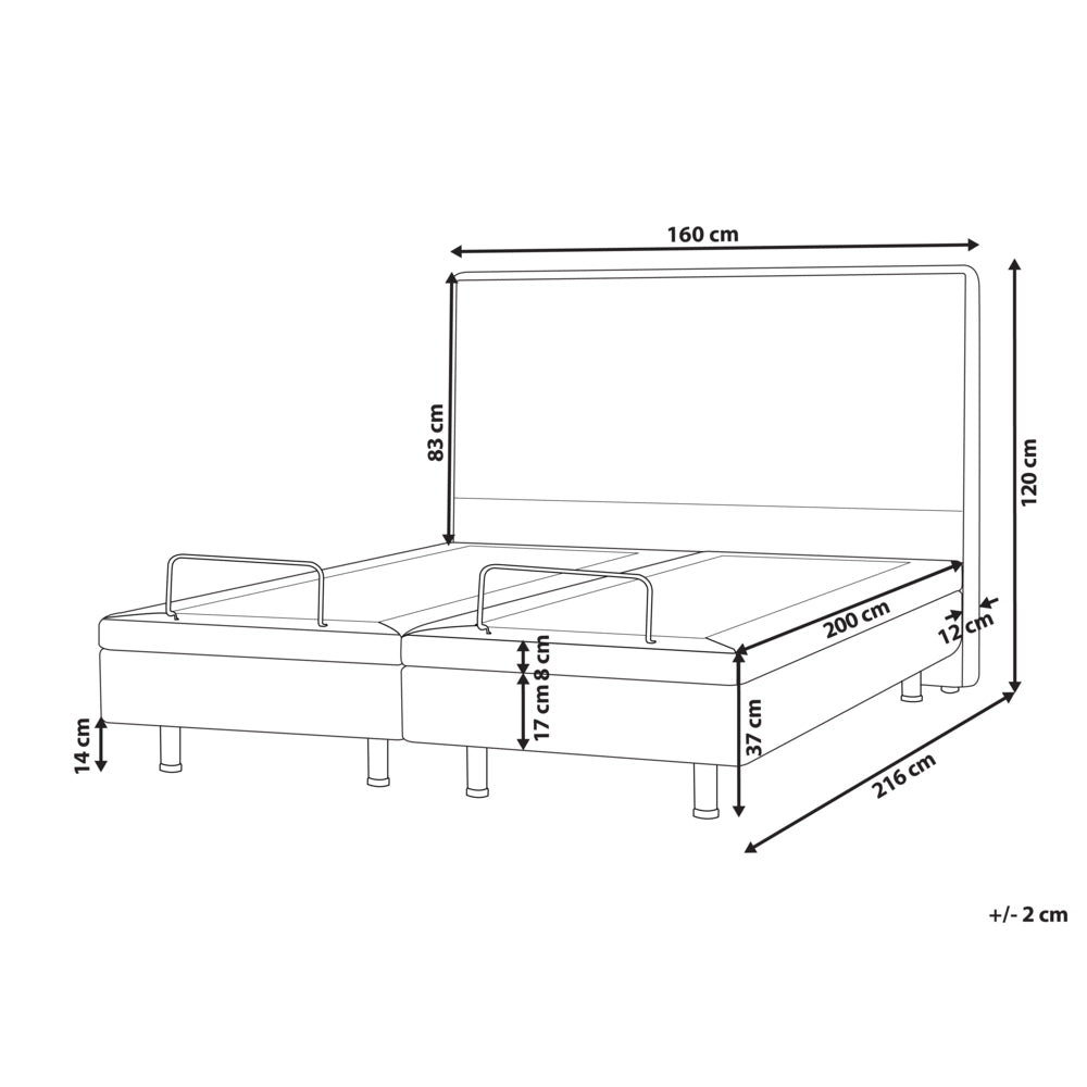 Letto matrimoniale Tessuto beige chiaro Elettrico 160 x 200 cm regolabile tramite telecomando Rivestimento in ciniglia