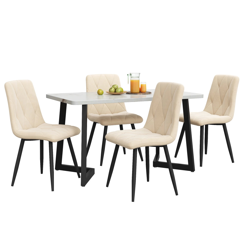 Tavolo da Pranzo Allungabile con 4 Sedie ¨C MINIMAL ¨C Rettangolare, Piano Nero, Gambe Nere, 117x68 cm