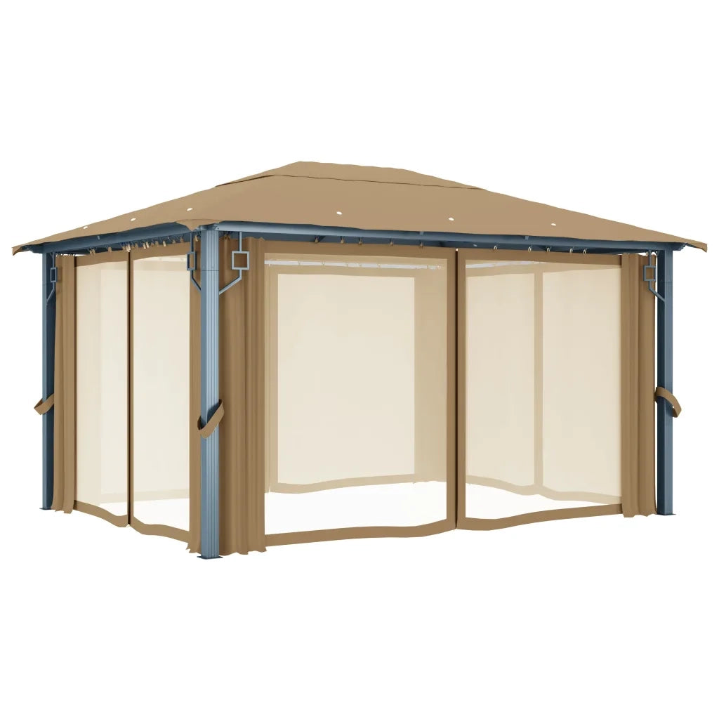 Gazebo con Tenda 400x300 cm Grigio Talpa in Alluminio