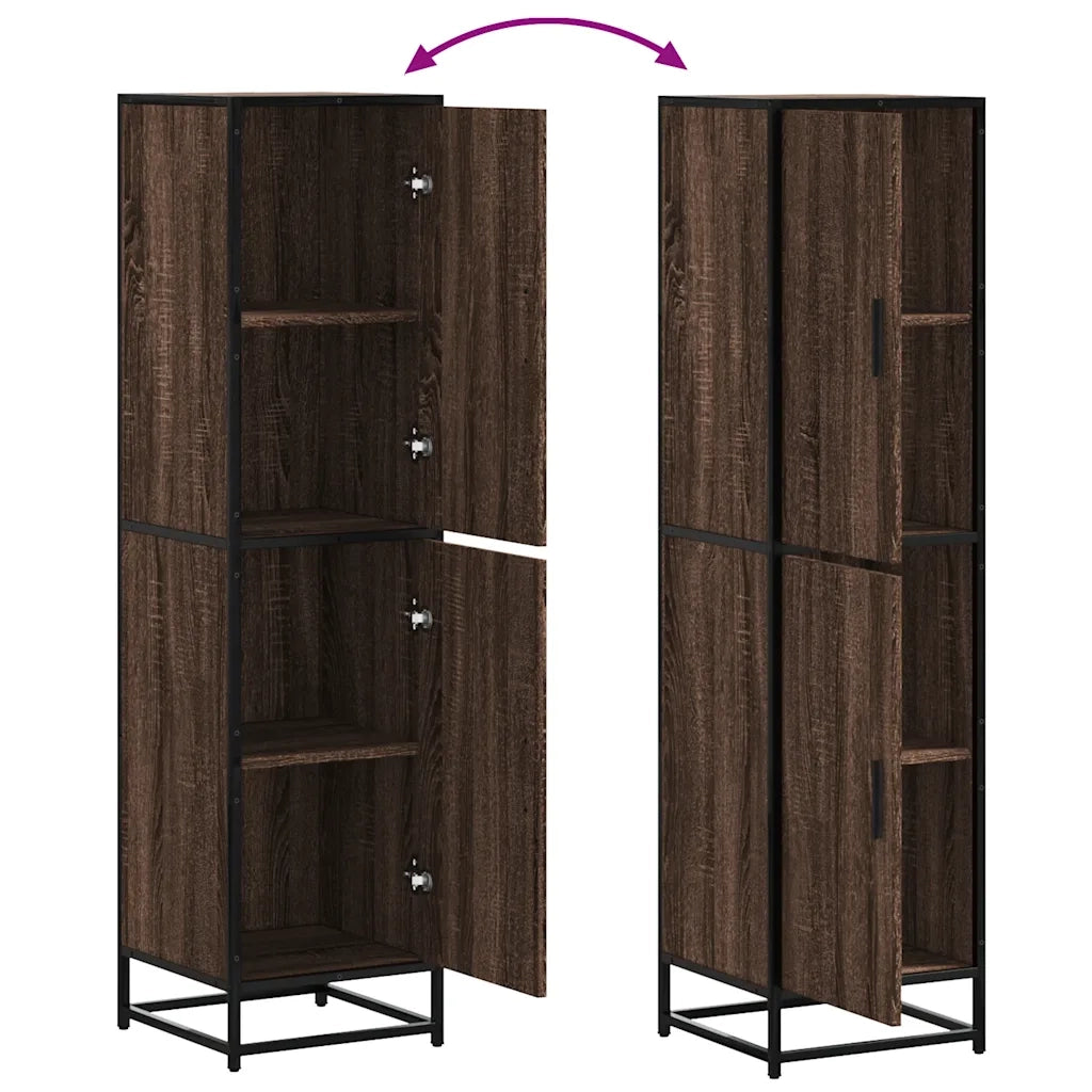 Credenza Rovere Marrone 35,5x35x139cm Legno Multistrato Metallo