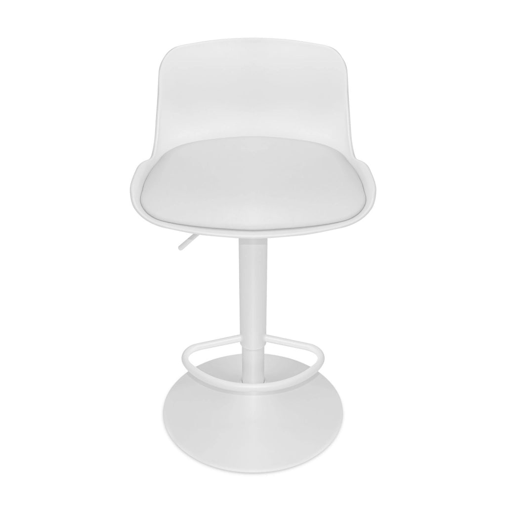 Amsterdam - Set 2 Sgabelli Bar 45x80x45 cm in Acciaio Verniciato Polietilene e Similpelle Imbottita Bianco