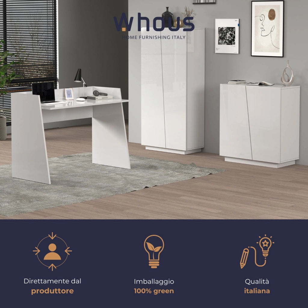 WHOUS Scrivania Easy bianco lucido 100x50x75 cm