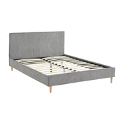 Struttura letto con rete a doghe e testiera 140x190cm, velluto a coste