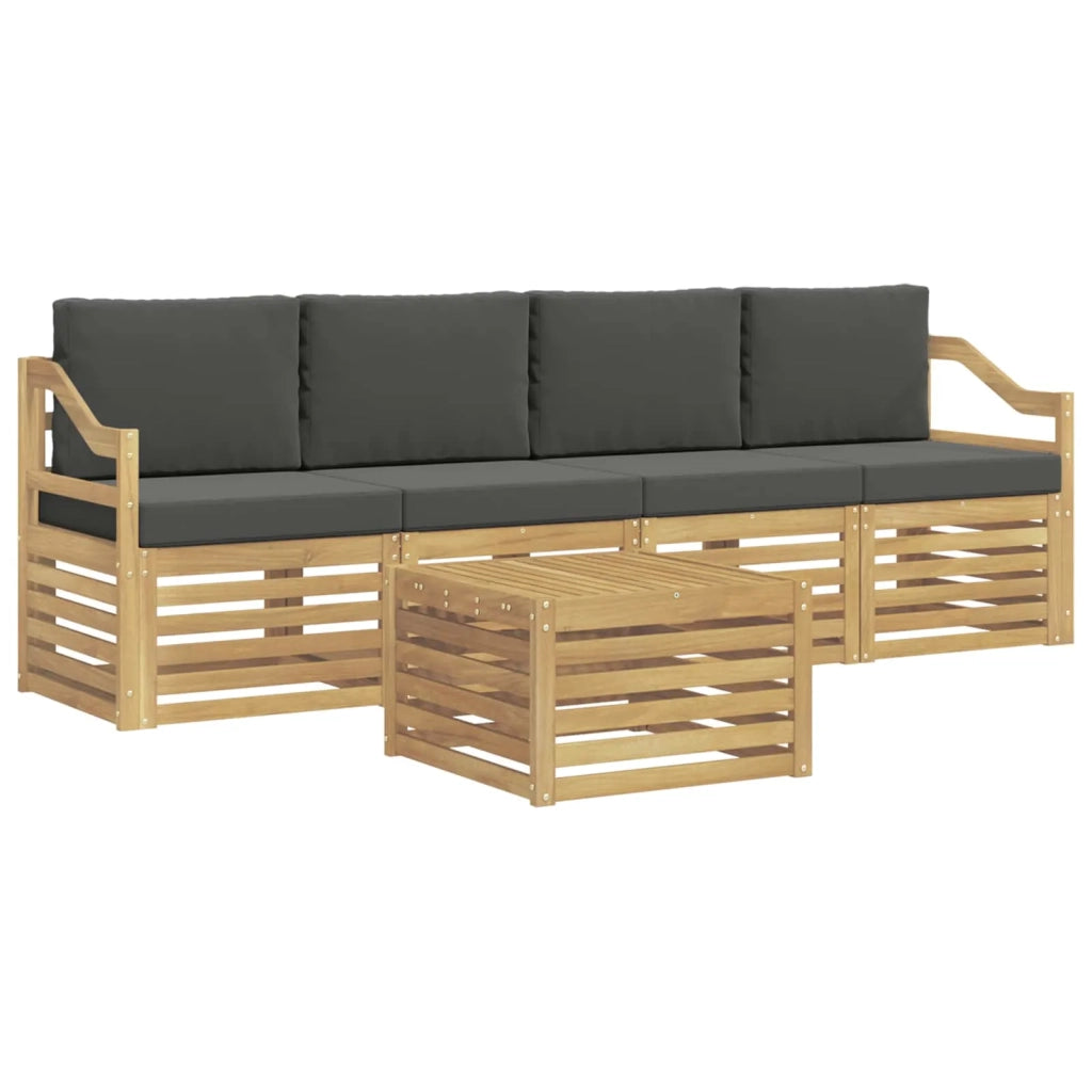 Set di divani da esterno 5 pcs Bianco e Antracite Poliestere