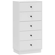Cassettiera 5 Cassetti Moderna e Salvaspazio 47x29x95 cm Bianco
