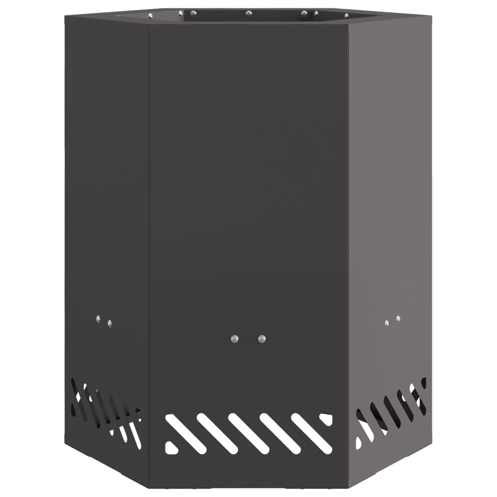 Focolare senza fumi Esagonale Nero 38x38x51 cm Acciaio