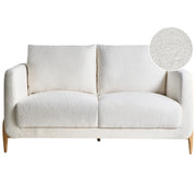 Divano a 2 posti Rivestimento in bouclè bianco Gambe in legno con braccioli Angolo lettura soggiorno Stile scandinavo moderno