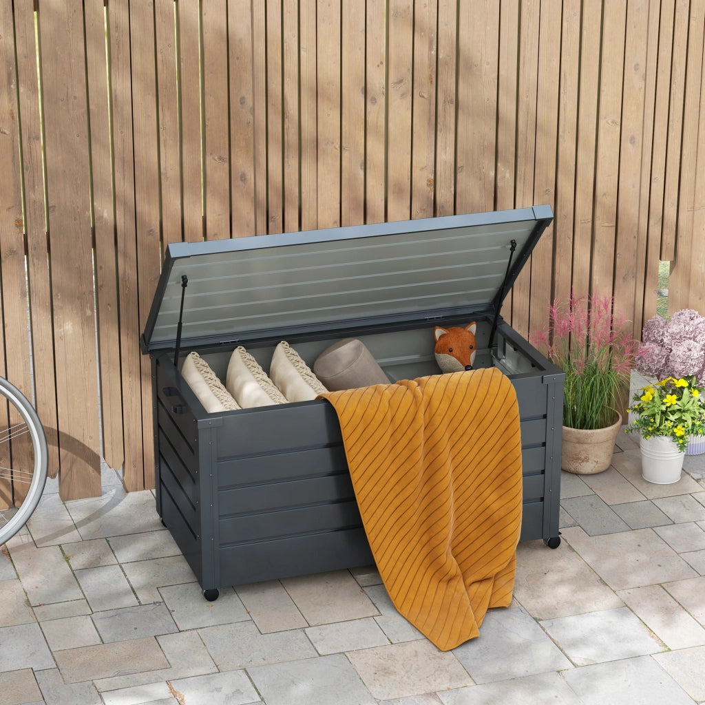 Cassa per Giardino in Acciaio Galvanizzato ¨C zephmum ¨C Grigio Scuro 120x62x66 cm