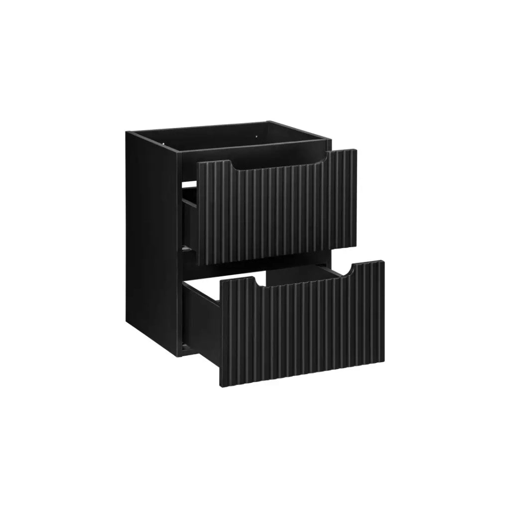 Mobile sottolavabo da bagno VANO – 2 cassetti – Nero opaco – L50 × P39 × H57 cm – Da appendere