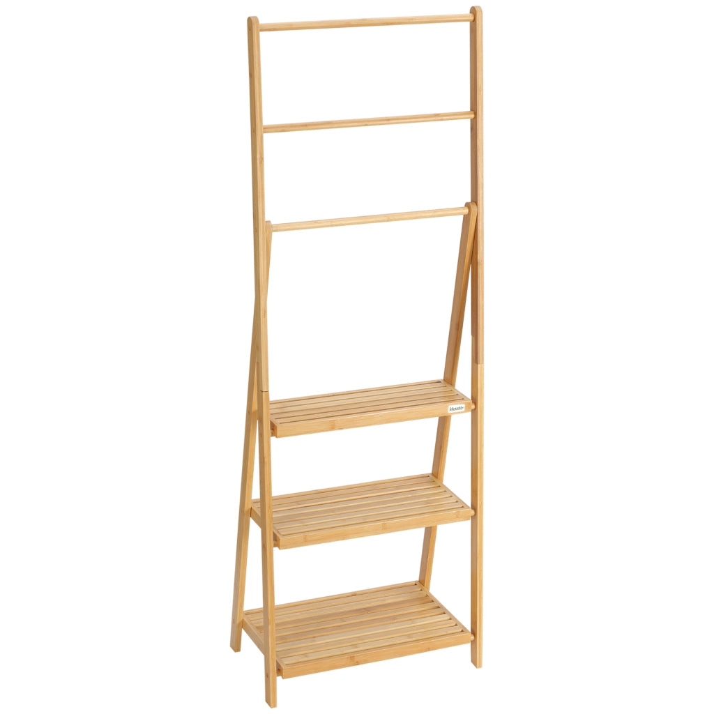 Scala Porta Asciugamani Pieghevole ¨C Zephmum ¨C Bamb¨´ Naturale 53x30,5x152 cm