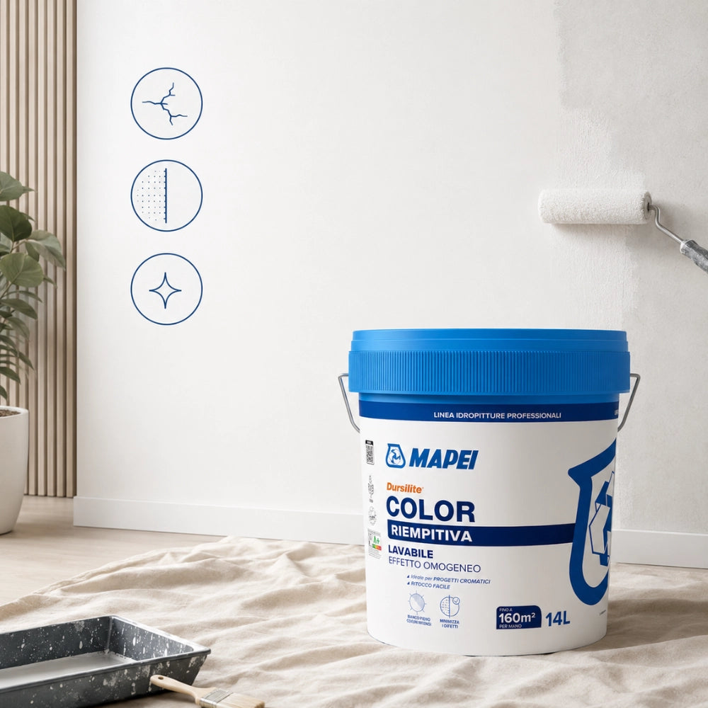 Mapei dursilite color idropittura murale lavabile per interni 14l