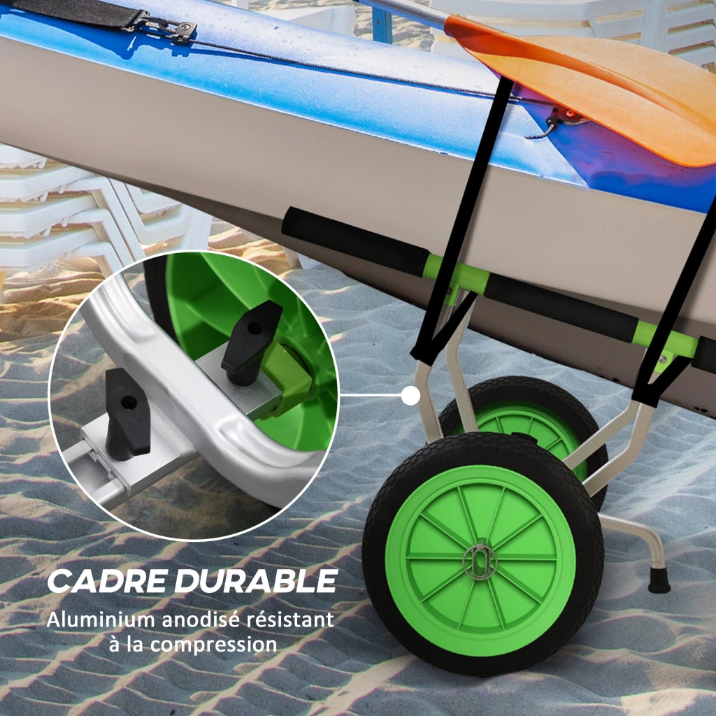 Carrello trasporto kayak SUP canoa ¨C zephmum ¨C regolabile ruote grandi alluminio nero verde