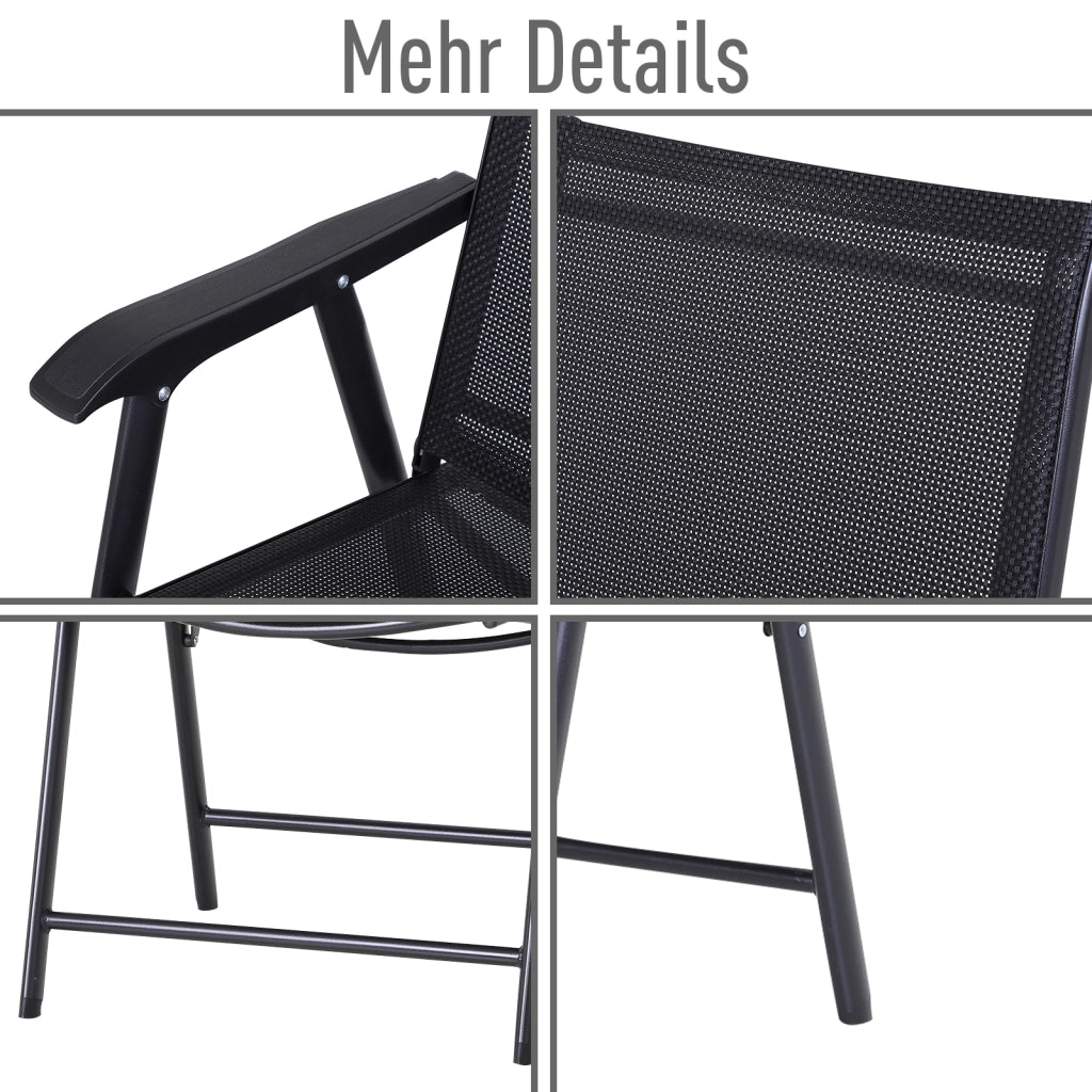Sedia pieghevole con braccioli 2 pezzi ¨C zephmum ¨C nero metallo 58x64x94 cm