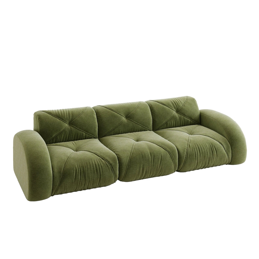 Divano Modulare 3 Posti in Tessuto Chenille ¨C Xylo ¨C Verde, Antiscivolo, Senza Montaggio