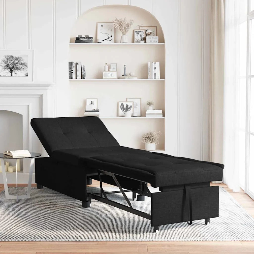 Divano letto | Sof¨¤ letto | Letto singolo Estraibile Nero 194 x 50 x 82 cm Tessuto
