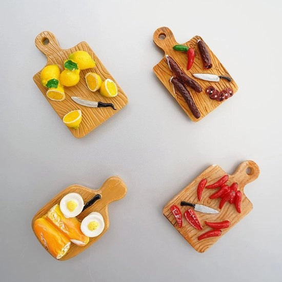 4 magneti per frigorifero per cucina e decorazione domestica, magneti decorativi divertenti per frigorifero, modalità cibo miniatura, magneti per piatti per cassettoni alimentari carini