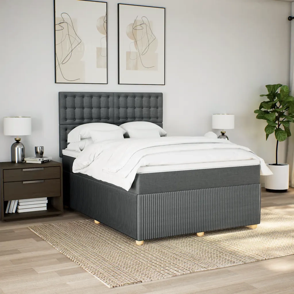 Giroletto a Molle con Materasso Grigio Scuro 160x200 cm Tessuto 3294422